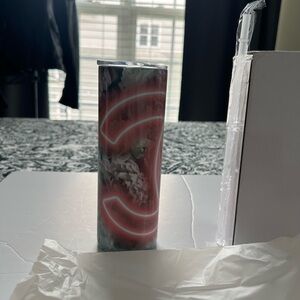 NWOT Metal water bottle with lid and straw